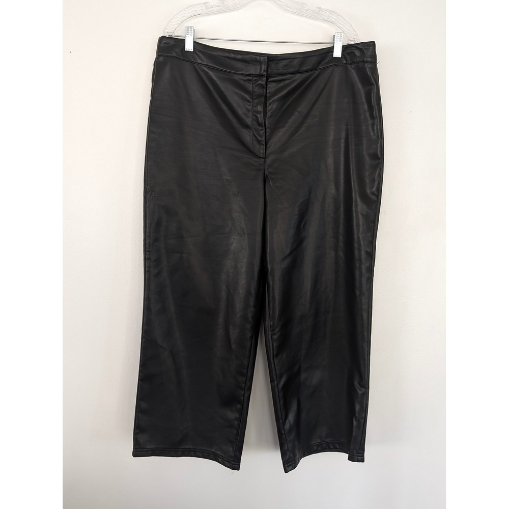 Bagatelle Collection Faux Leather Wide Leg Pants Black XL 81506 Cropped Pleather